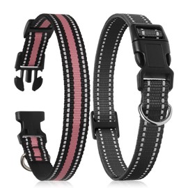 DTCOLLAR Reflective Dog Collar, Soft Nylon Puppy Collar with Buckle for Small Medium Large Dogs (2-Pack)