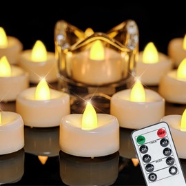 merrynights Remote Candles, 12PCS Flameless Tea Lights Candles Battery Operated with Timer, 400+Hours Remote Control LED Tea Lights Votive Candles for Holiday Table Centerpieces Decor