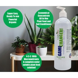 GS Plant Foods Game Changer All-Purpose Essentials - 100% Plant-Based Organic Fertilizer for Indoor or Outdoor Container Grown Plants, NPK 4-3-3, Liquid Formula for Houseplants, 20 Ounces