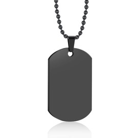 Long tiantian Dog Tag Necklace for Men Stainless Steel Tag Plates Pendant Necklace Military Dog Tag Pendant Necklace for Boys Army Hip Hop Jewelry (black)