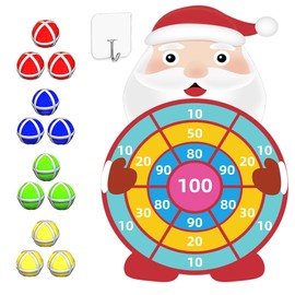 76CM Large Christmas Decorations, Christmas Kids Gifts Santa Claus Dartboard Set with 12 Sticky Balls for 3-9, Christmas Stocking Fillers Party Favour Indoor Outdoor Games Kids Toys for 4-10