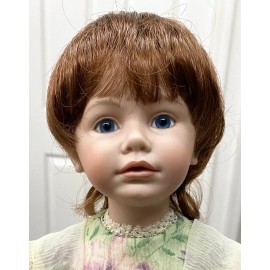 Global Dolls Corp. KRISSY  DOLL WIG Auburn size 7-8 short straight hair, curly tendrils in back