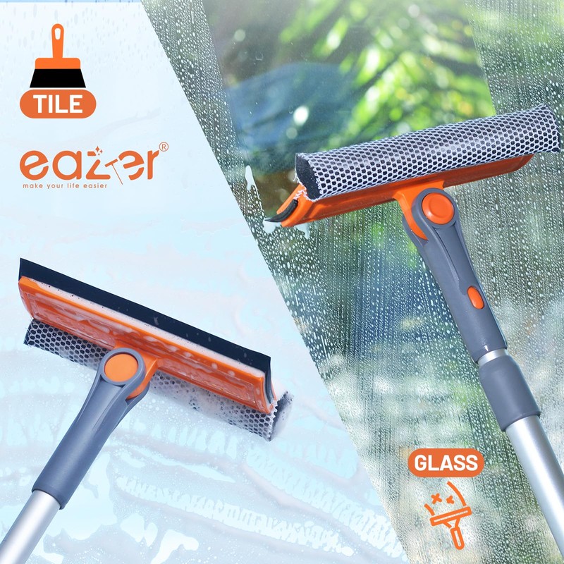 eazer Professional Window Squeegee, 2-in-1 Rotatable Squeegee for Window Cleaning