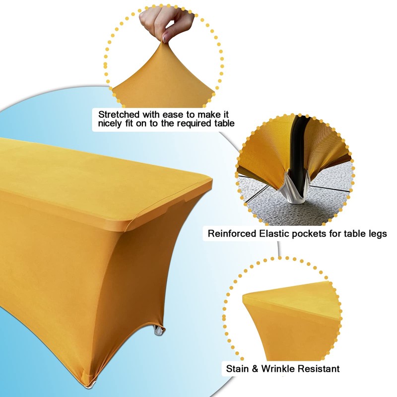 Dololoo Stretchable Tablecloths 6ft for Rectangle Tables with Open Back,