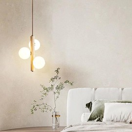 LFKPTAO Modern Natural Yellow Cave Stone Pendant with Glass Shade Linear Chandelier, Modern Minimalist 2/3 Light, Suitable for Dining Room, Balcony, Corridor Lighting Stone Lamps