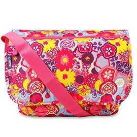 J World New York Terry Cute Messenger Bag for Women Kids School, Poppy Pansy