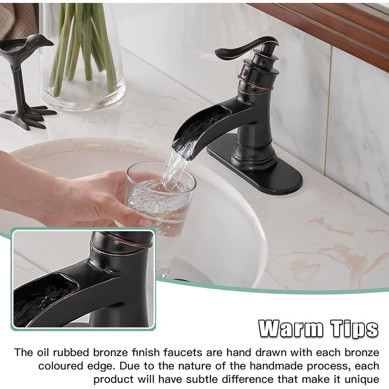 BWE Oil Rubbed Bronze Bathroom Sink Faucet with 1.2 GPM