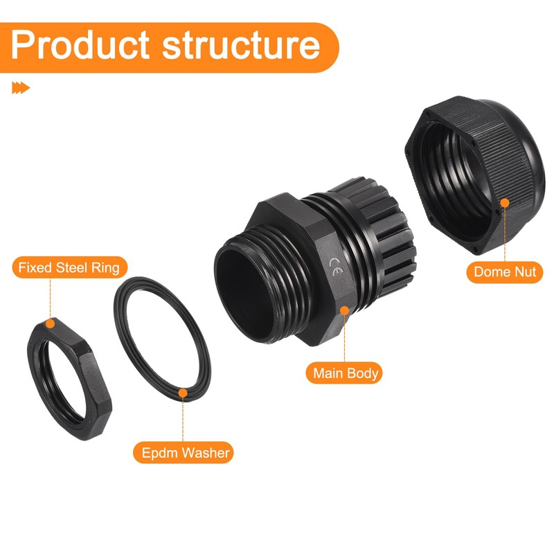 sourcing map 33 Pcs Cable Gland Kit 1/4" 3/8" 1/2"