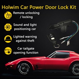 Holwim Power Door Lock Kit with 4 12v Car Door Lock Actuator, Power Central Lock Kit, 2 Remote,1 Central Locking System, Universal Keyless Entry Car Conversion Kit for Car