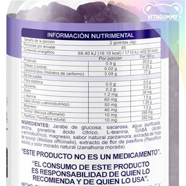 Gomitas V-TPLGM de L-Teanina, GABA, Magnesio, Toronjil y Pasiflora con 90 gomitas de 2gr c/u