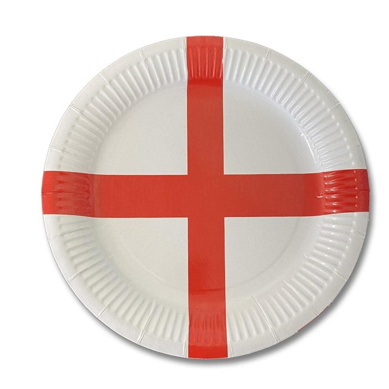 SHATCHI 20Pcs England Paper Plates St George Party Supplies for