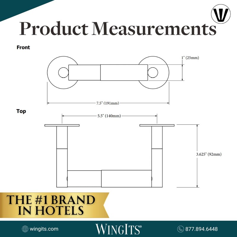 WingIts Modern Elegance Single Toilet Paper Holder, Polished Stainless Steel,