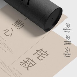 BLCKART Japanese Philosophies of Life Poster Set Kaizen Wall Decoration Inspirational Pictures Ikigai Bedroom Decoration Beige Living Room Decoration Home Office Motivational Pictures (6 x A4 |