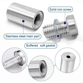 Senbaler Pack of 20 Spacers Stainless Steel 25 x 12 mm, Sign Holder, Wall Spacer Screw, Glass Wall Mount for Sign Mounting (Silver)