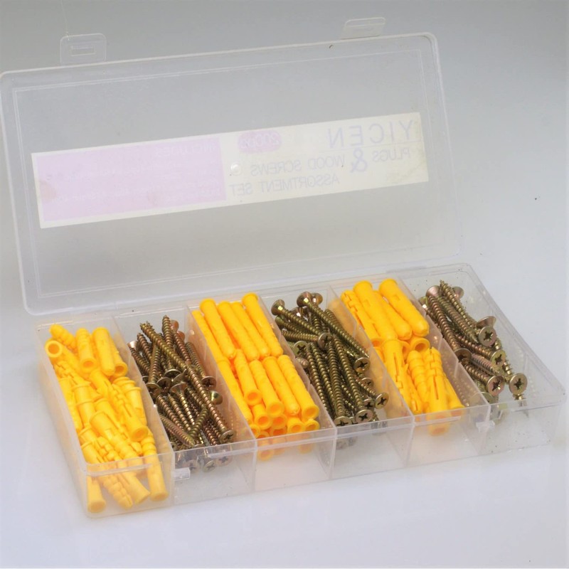 HVQKKYBXU 200 Pcs Wall Plugs and Screws Set,Masonry Brick Concrete
