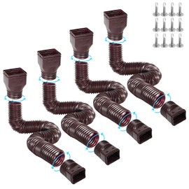 Gutterlix 4 Pack Flexible Gutter Downspout Extensions Extendable from 21" to 67", Downspout Extender Comes with Adapters, Thickened Down spout Drain Extension for Rainwater Drainage(Brown)