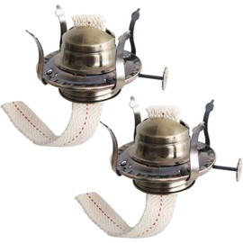 GXFCCYXT 2Pcs Oil Lamp Burner #2 Size Bronze Plated for Antique Lamps Oil Lamp Replacement Kerosene Lamps Parts with Reduction Collar and Cotton Lamp Wick Fits Holds a 3 Inch Base Chimney