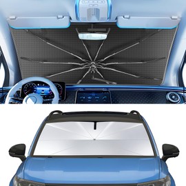 Portable Windshield Sunshade Umbrella Custom Fit for Volkswagen Taos 2022-2025, 2 in1 Ice Crystal Durable Compact Shade Umbrella UPF50+ UV Front Window Heat Insulation Protection Outdoor Camping