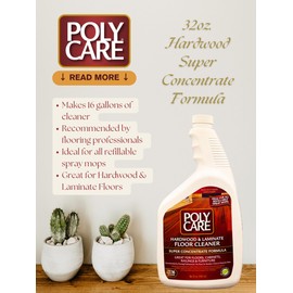 POLYCARE Hardwood Floor Cleaner Super Concentrate - 32 Fl Oz (2 Pack) - Fresh- Dilute Concentrate with Water for Spray Mops and Spray Bottles - Residue-Free Floor Cleaning Solution