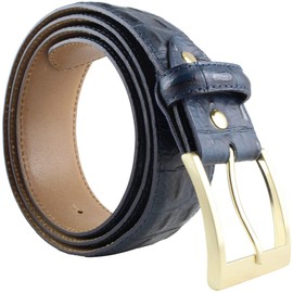 BELTINGER Belt with Golden Belt Buckle and Crocodile Embossed 4 cm Leather Belt 40 mm Crocodile Look Crocodile Pattern 4 cm, Black, Gold