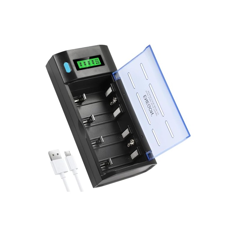 ENEGON Cargador de Pilas para Ni-MH Ni-CD de C, D,