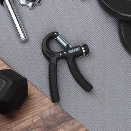 Phoenix Fitness Hand Grip Strengthener - 1 Pack 5-60kg Hand Exerciser for Forearm, Wrist & Finger Workout with Adjustable Resistance for Grip Strength, Injury Recovery & Rehabilitation - Black