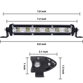 YOMTOVM 2PCS 7 Inch Ultra-Slim LED Lights Bars, 60W 10000LM Driving Light Pods Work Lights Waterproof Spot Flood Combo Beam for Trucks Tractor Off Road ATV UTV SUV Boat