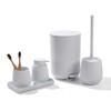 GAHEFY White Bathroom Accessories Set with Small Trash Can 3