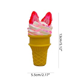 LONG XIN SERIES 2PCS Strawberry Topped Realistic Fake Ice Cream Display Non-Melting Dessert Model Pink Strawberry Sauce Sprinkles for Bakery Photography Food Staging Props Kitchen Counter Decor