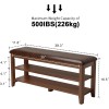 Wood 2-Tier Rectangular Shoe Rack Bench with Leather Cushion for