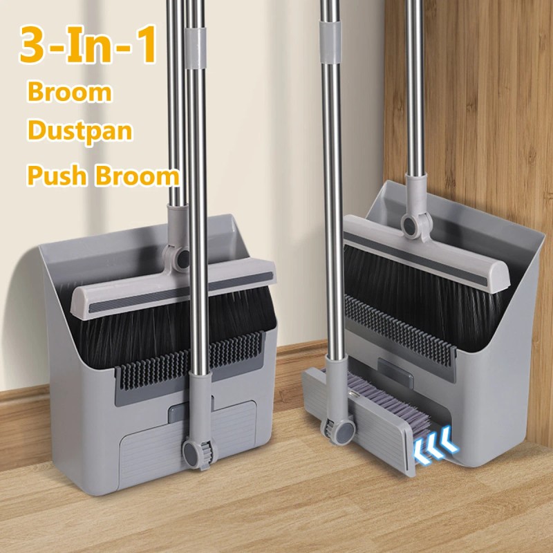 Broom and Dustpan Set Lightweight Upright Lobby Broom and Dust