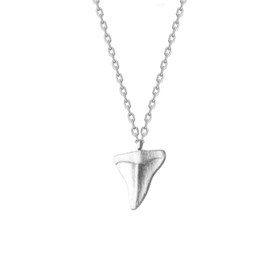 BlingNuts Stainless Steel Silver Shark Tooth Necklace for Women Summer Beach Necklace Shark Animal Jewelry Gift for Family Friends