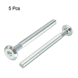 sourcing map M6x70mm Furniture Bolts Hex Socket Screws 50mm Thread Length Zinc Plated 5pcs