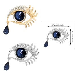 Honbay 2PCS Alloy Rhinestones Evil Eye Brooch Pins Good Luck Lapel Pins Demon Eye Corsage Breastpin