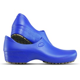 Sticky Zapatos de enfermería para mujer - Chefs - Cocina - Enfermeras - Zuecos para el trabajo - Impermeable antideslizante, Azul Real, 6 US