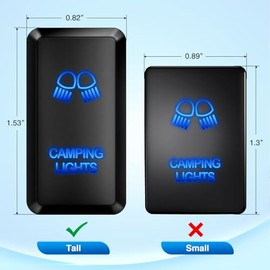 Nilight Nilight Camping Lights Push Button Switch 12V ON Off Switches with Connector Wire Kit 1.54" x 0.83" Replacement for Toyota FJ Cruiser Fortuner Ta coma Highlander Tundra 4Runner Prado Land Cruiser