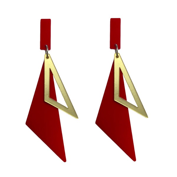 Retro Acrylic Geometric Double Triangle Long Dangle Drop Earrings Creative