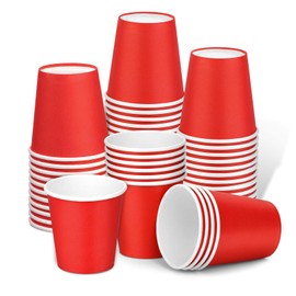 Huaiid 50 Pack 3 oz Paper Cups Red, Small Bathroom Cups Disposable Mouthwash Cups, Espresso Paper Cups for Party Travel Picnic BBQ