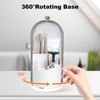 QIYVLOS Toothbrush Holders with Sliding Lid, Rotating 3 Slots Bathroom