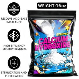 Eyaeyao Industrial Grade Calcium Hydroxide Slaked Lime Powder (Ca(OH) 2) - High Purity for Water Treatment, pH Adjustment, Construction & Soil Stabilization - 1 lb Bag for Lab & DIY Use (16 oz)