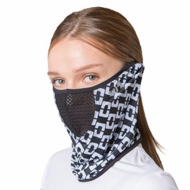 SUIGOLF KOREA UV Sun Protection Balaclava Half Face Mask - For Hiking, Running, Cycling & Outdoor Sports (Type A) (US, Alpha, Large, A-3 Chain Black)
