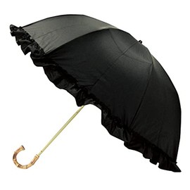 Pink Trick 87516 Folding Umbrella, Black, 19.7 inches (50 cm), Ruffle, 8 Ribs, Deep Tension