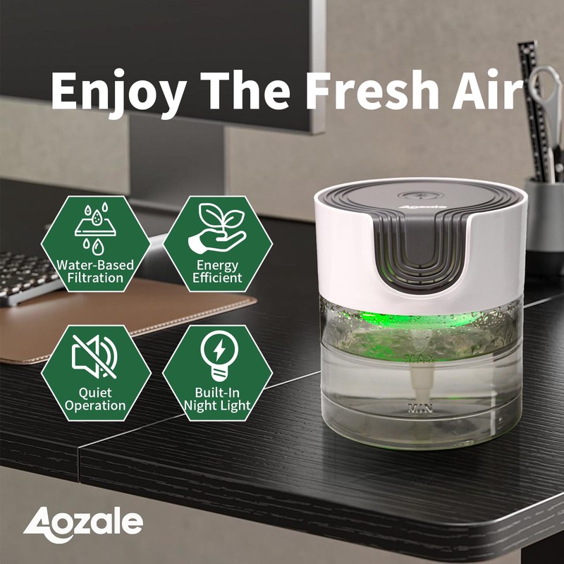 Aozale Water Air Purifier for Home, Quiet Variable Speed Water-Based