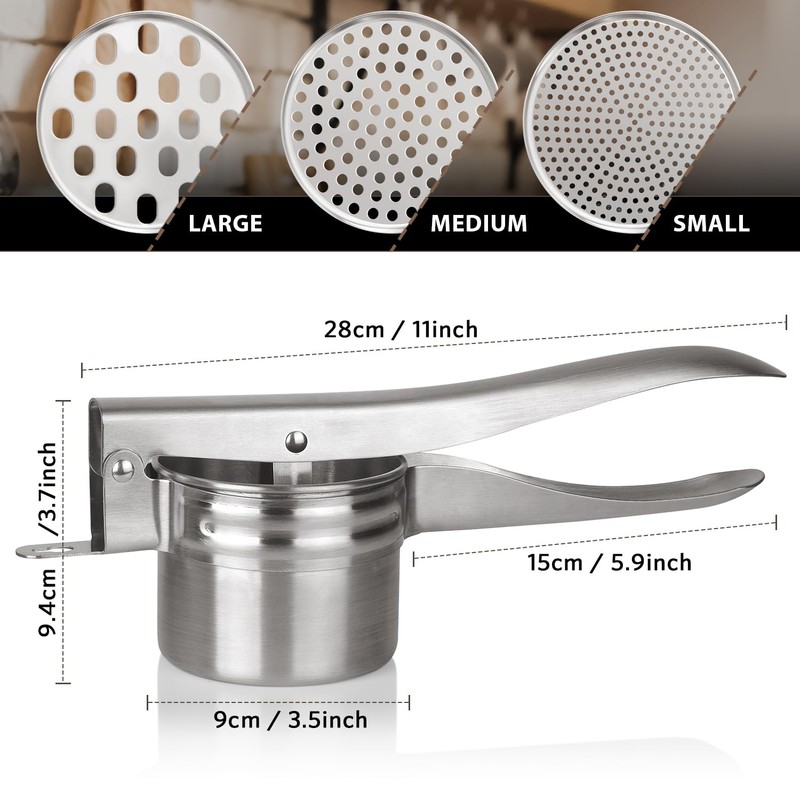 Potato Ricer, Sopito 15oz Stainless Steel Potato Masher with 3