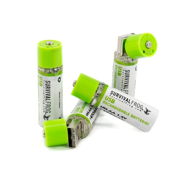 EasyPower USB AA Rechargeable Batteries -1.2V/1450 mAh Long Lasting Double A USB Rechargeable Batteries - Rechargeable Batteries - by Survival Frog & Co. - (4 Pack)