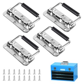 SUPAWAY Pack of 4 Folding Handles, Small Spring-Loaded Box Handle, Iron, 110 mm, Spring Handle, Folding Hardware Boxes Handle, Folding Handle for Boxes for Suitcases, Flight Cases, Tool Boxes, Camping