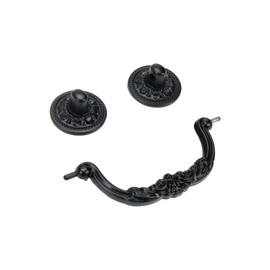 Geesatis Furniture Handles 10 Pcs Drop Bail Swing Pull Handles Zinc Alloy Cabinet Drawer Pull Handles Case Door Knobs, with Mounting Screws, Black & Length 125 mm