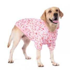 LovinPet Pitbull Fleece Hoodies: Premium Fit Flannel Warm Dog Pajamas, Update Skin-Friendly Fabric Mindful Large Dots Light Pink Prints Dog Clothing for Autumn Winter Using,2XL