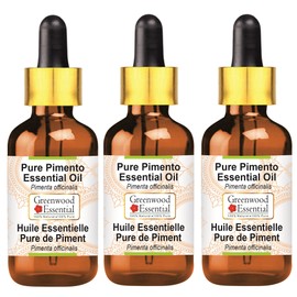 Greenwood Essential Pure Pimento Essential Oil (Pimenta Officinalis) with Glass Dropper Natural Therapeutic Quality Steam Distilled (Pack of Three) 100 ml x 3 (10 oz)