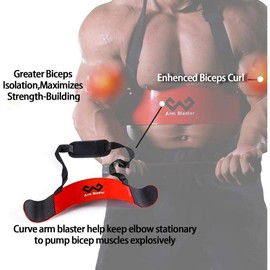 Arm Blaster Bicep Curl Thick Aluminum Adjustable Bodybuilding Bicep Isolator Pink,Barbell Curl Assistant Arm Curl Bar - Color: Red